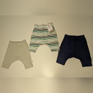 NWT Honest Baby Clothing Newborn 3-Piece Pant Set - Beige, Navy, & Stripes